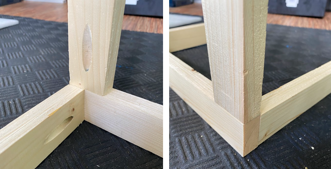 Three pieces of wood joined with pocket screws.